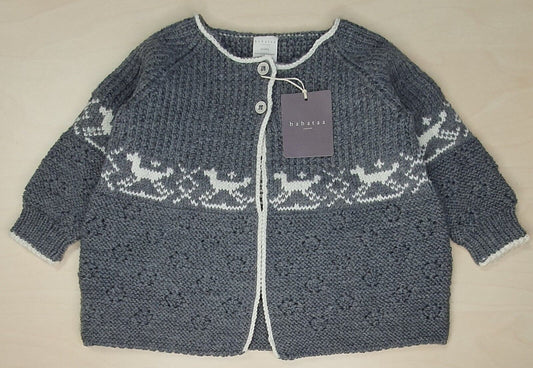 Baby Cardigan Grey White Designer Merino Wool Quality