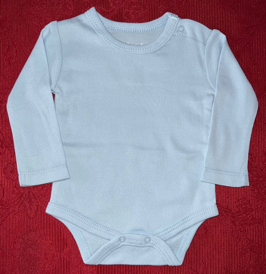 Baby Vest Bodysuit Blue Long Sleeve Designer Quality