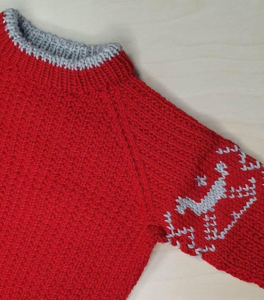 Baby Sweater Red Grey Designer Merino Wool Quality