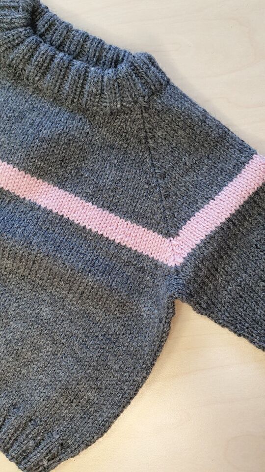 Baby Sweater Grey Pink Designer Merino Wool Quality