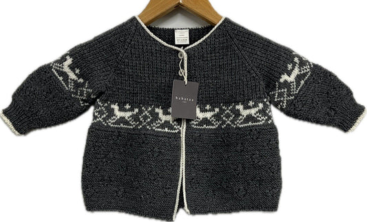 Baby Cardigan Grey White Designer Merino Wool Quality