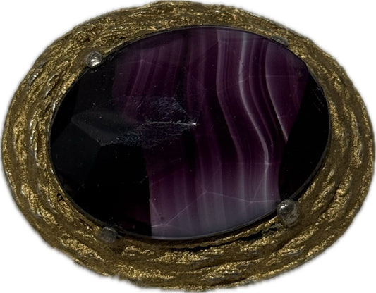 Purple Gold Brooch Pin Costume Jewellery Elegant Accessory