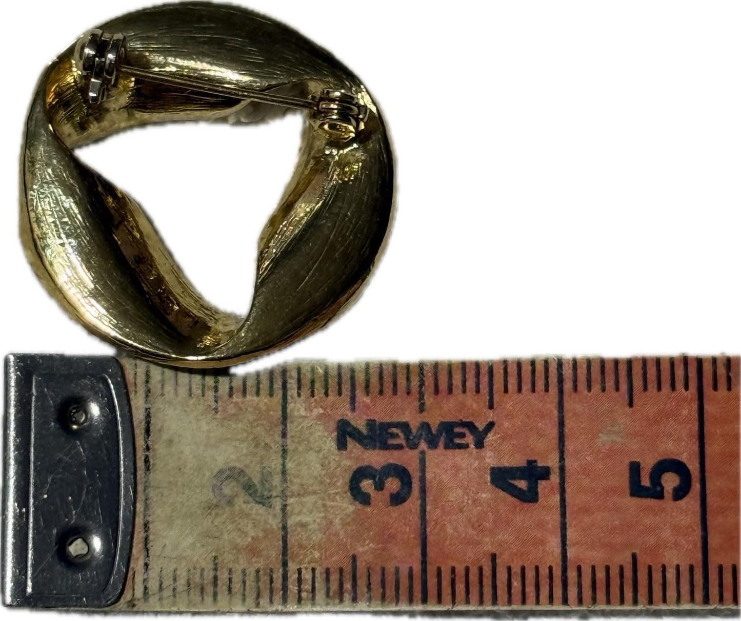 Gold Tone Blue Clear Rhinestone Wreath Brooch Circle Pin